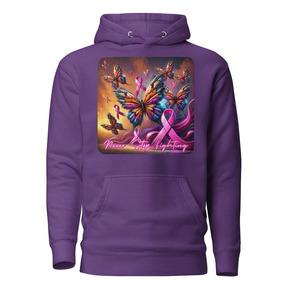 Never Stop Fighting Hoodie with Butterfly and Ribbon Design 🎊🎊🎊HOST PICK 🎊🎊🎊 - Picture 11 of 13